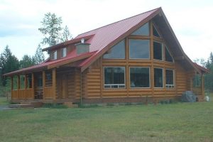 Cabin with large windows on the side