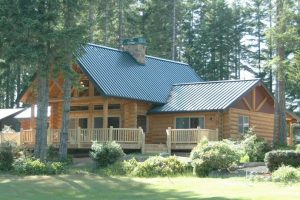 cabin with metal roof