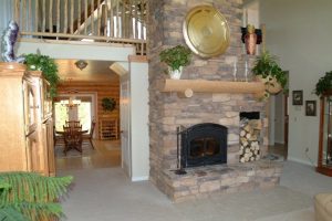 interior cabin fireplace