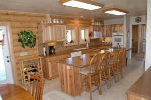 Kitchen with Island in cabin