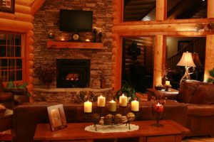 Log Home Interior Front Room