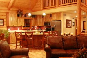 Log Home Interior Into Kitchen