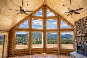 Log Home Interior Window View